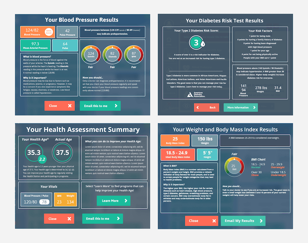 Collage of old kiosk results showing a lack of consistency